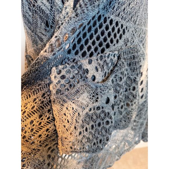 Vintage Y2K Lily by Firmiana Blue And Black Open Weave Sleeveless Overtop Small - Picture 6 of 8